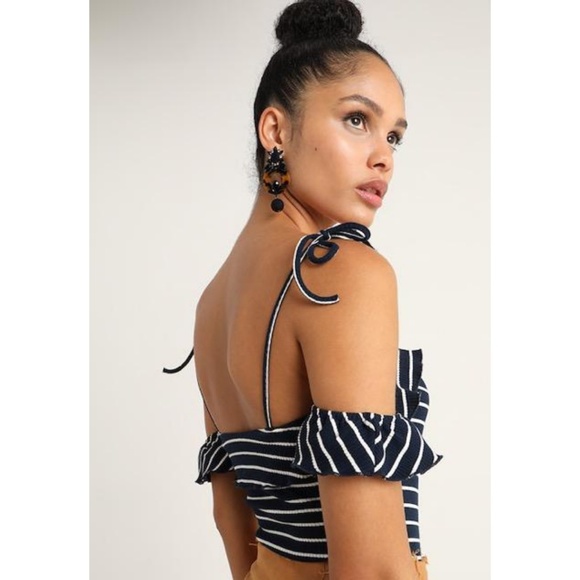 5/$30 STRIPED BODYSUIT w/SHOULDER CUTOUTS - Picture 3 of 8